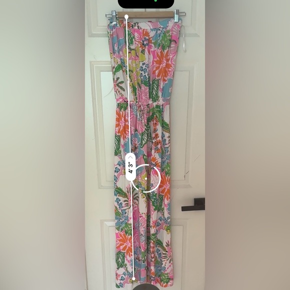 Lilly Pulitzer Target Maxi Dress Nosey Posey Strapless White Pink Size Mesium‎ - Picture 9 of 9
